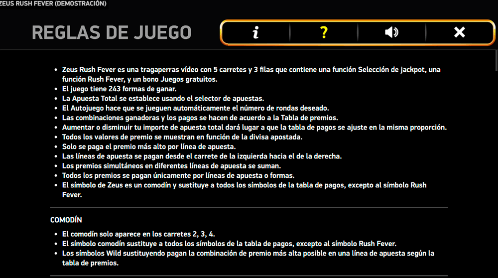 Reglas De Zeus Rush Fever Reglas De Zeus Rush Fever